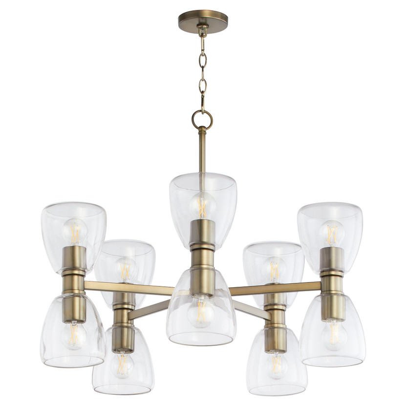 Relo 5+5 Light Chandelier - Dark Brass