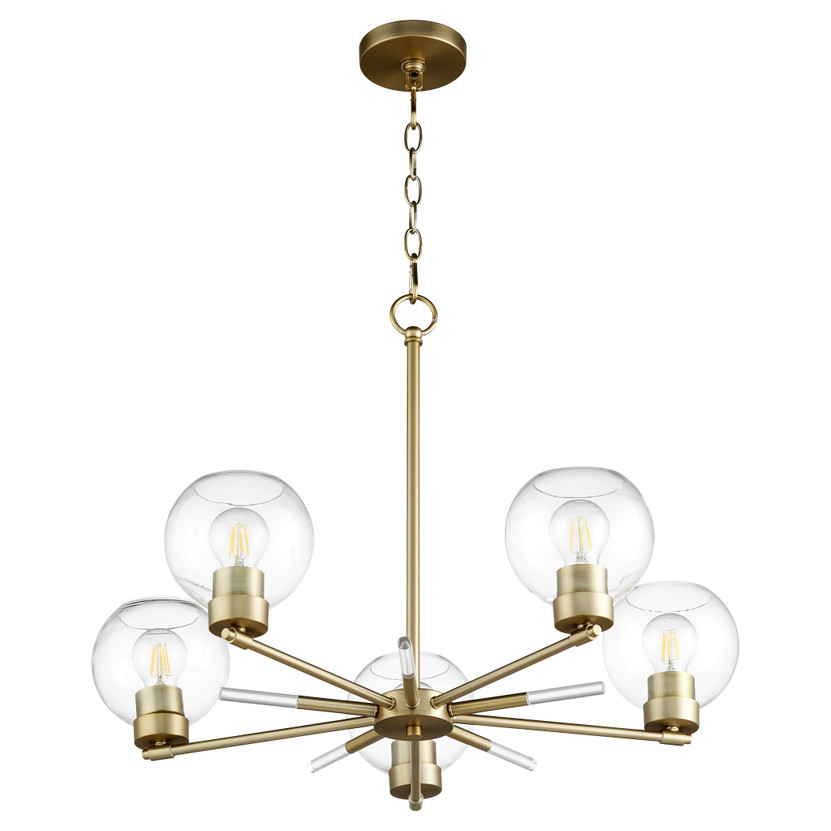Volan 5 Light Chandelier - Brass