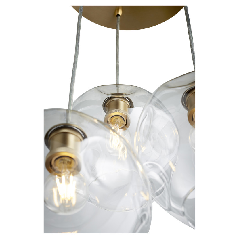 Numen 3 Light Pendant - Brass