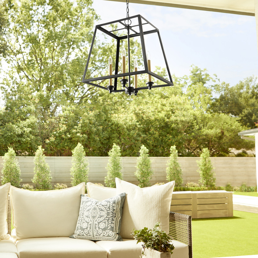 18" 4 Light Damp Pendant - Black