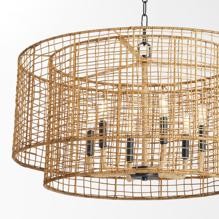 Abaca 6 Light Pendant - Black
