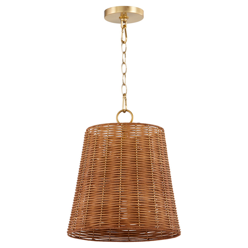 3 Light Wicker Pendant - Brass