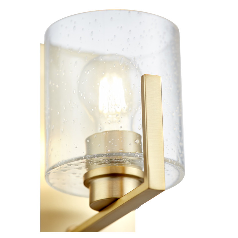1 Light Clear Seeded Wall Mount - Brass