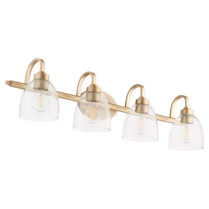 Reyes 4 Light Clear Seeded Vanity - Brass