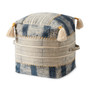 Loloi PF0009 Indigo  Ivory 18W x 18D x 18H Pouf