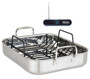 Viking 3-Ply Stainless Steel Roasting Pan w Rack  Thermostat Set