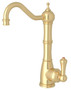 Rohl Perrin  Rowe Edwardian Satin English Gold Column Spout Hot Water Faucet