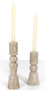 Four Hands Rosette Taper Candleholder in Creamy Taupe Marble Solid