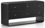 Four Hands Caspian Dresser with 6 Drawers in Black Ash Veneer
