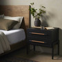 Four Hands Rosedale Nightstand with 2 Drawers in Ebony Oak Veneer