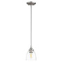Transitional Enclave Clear Seeded Pendant In Satin Nickel And Clear/Seeded