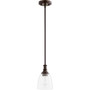 Transitional Richmond Clear Seeded Pendant In Oiled Bronze And Clear/Seeded