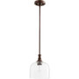 Transitional Richmond Clear Seeded Pendant In Oiled Bronze And Clear/Seeded