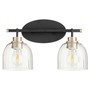 Soft Contemporary Espy 2 Light Vanity In Noir And Aged Brass