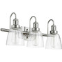 Transitional 3 Light Clear Seeded Vanity In Satin Nickel