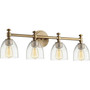 Transitional Rossington 4 Light Vanity In Aged Brass And Satin Opal