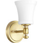 Transitional Rossington 1 Light Wall Mount In Aged Brass And Satin Opal