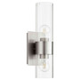 Soft Contemporary Clear And Fluted 2 Light Wall Mount In Satin Nickel