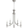 Transitional Rossington 5 Light Chandelier In Satin Nickel