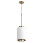Soft Contemporary Cylinder Pendant In Studio White / Aged Brass
