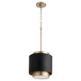 Soft Contemporary Drum Pendant In Noir / Aged Brass