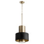 Soft Contemporary Cylndr Drum Pendant In Noir / Aged Brass