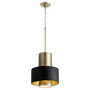 Soft Contemporary Cylndr Drum Pendant In Noir / Aged Brass
