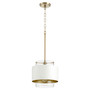 Contemporary 10" Clear Glass/Sw Pendant In Aged Brass And Studio White