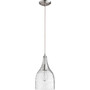 Transitional 7.5" Clear Glass Pendant In Satin Nickel