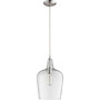 Transitional 9" Clear Glass Pendant In Satin Nickel