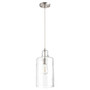 Transitional 7" Clear Glass Pendant In Satin Nickel