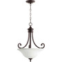 Traditional Bryant 3 Light Opal Pendant In Oiled Bronze And Satin Opal