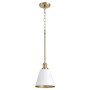 Transitional 8" Cone Pendant In Studio White And Aged Brass