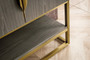 Columbia 31.5" Single Vanity, Ash Gray, Radiant Gold w/ White Glossy Composite Countertop