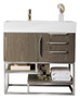 Columbia 36" Single Vanity, Ash Gray w/ Glossy White Composite Top