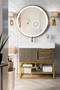 Columbia 36" Single Vanity, Ash Gray, Radiant Gold w/ Glossy White Composite Top