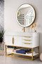 Columbia 48" Single Vanity, Glossy White, Radiant Gold w/ Glossy White Composite Top