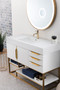 Columbia 48" Single Vanity, Glossy White, Radiant Gold w/ Glossy White Composite Top