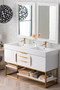Columbia 59" Double Vanity, Glossy White, Radiant Gold w/ Glossy White Composite Top