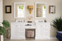 De Soto 82" Double Vanity Set, Bright White w/ Makeup Table