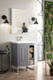 Alicante' 24" Single Vanity Cabinet, Grey Smoke, Brushed Nickel w/White Glossy Composite Countertop