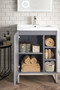 Alicante' 24" Single Vanity Cabinet, Grey Smoke, Brushed Nickel w/White Glossy Composite Countertop