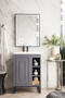 Alicante' 24" Single Vanity Cabinet, Grey Smoke, Matte Black w/White Glossy Composite Countertop
