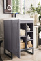 Alicante' 24" Single Vanity Cabinet, Grey Smoke, Matte Black w/White Glossy Composite Countertop