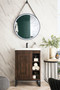 Alicante' 24" Single Vanity Cabinet, Mid-Century Acacia, Matte Black w/White Glossy Composite Countertop