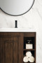 Alicante' 24" Single Vanity Cabinet, Mid-Century Acacia, Matte Black w/White Glossy Composite Countertop