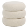 Declan Ivory Faux Sheepskin Round Ottoman