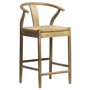 Kairo Natural Oak and Natural Woven Wicker Wishbone Back Dining Counter Stool
