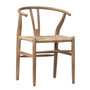 Kairo Natural Oak and Woven Wicker Wishbone Back Dining Arm Chair