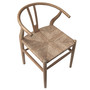 Kairo Natural Oak and Woven Wicker Wishbone Back Dining Arm Chair